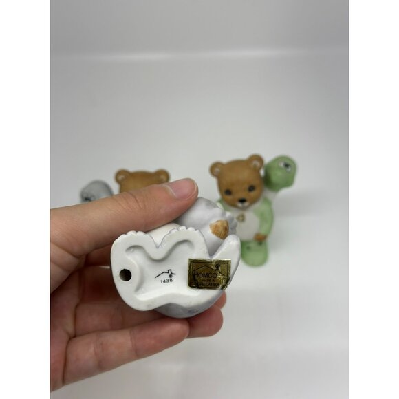 HOMCO VTG Teddy Bear Figurines – Set of 3 Porcelain Bears Dinosaur Pajamas 2.75" - Picture 6 of 7